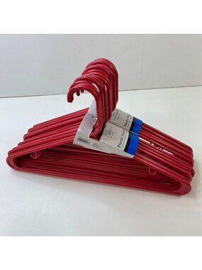 Mainstays Set Of 20 Red Plastic Hangers For Clothes Organization